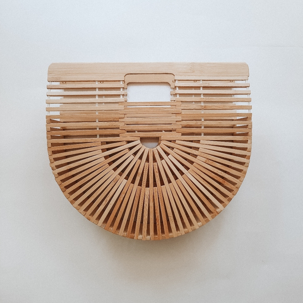 NWT Bamboo Clutch Handbag Natural Summer Beach Bag for Women